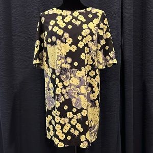 🫐🍏 ASOS Navy & Neon Green Floral Tunic Mini Dress, size 8